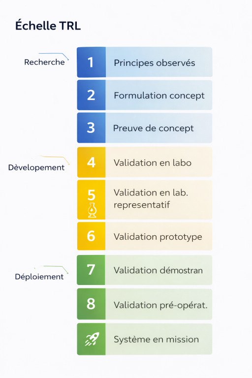 échelle TRL Technology Readiness Level 1 à 9 niveaux maturité technologique (1)